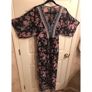 Express floral print kimono sleeve maxi dress